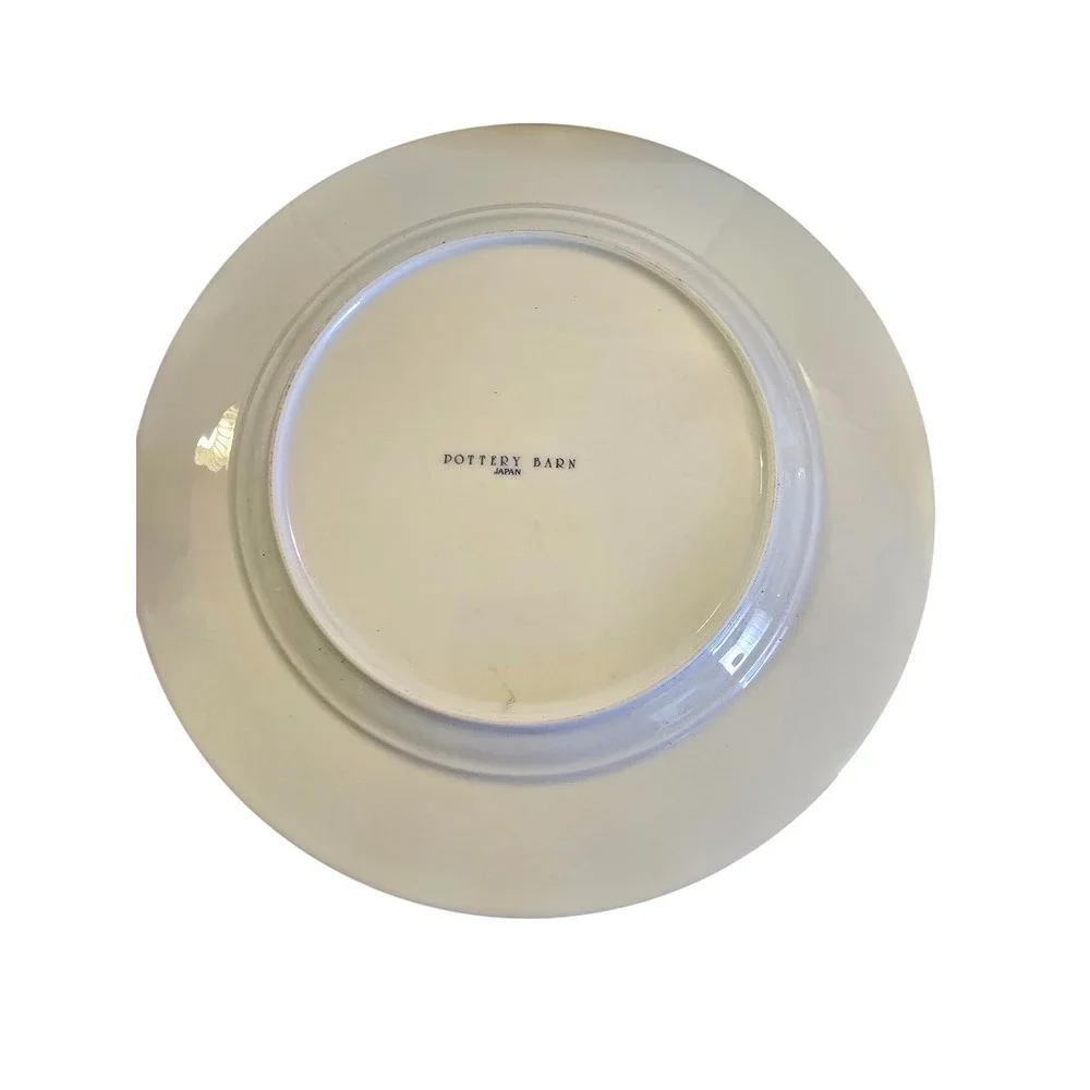 Pottery Barn Japan White‎ Gold Rim Porcelain Dinner Salad Plate Set 8 Piece
